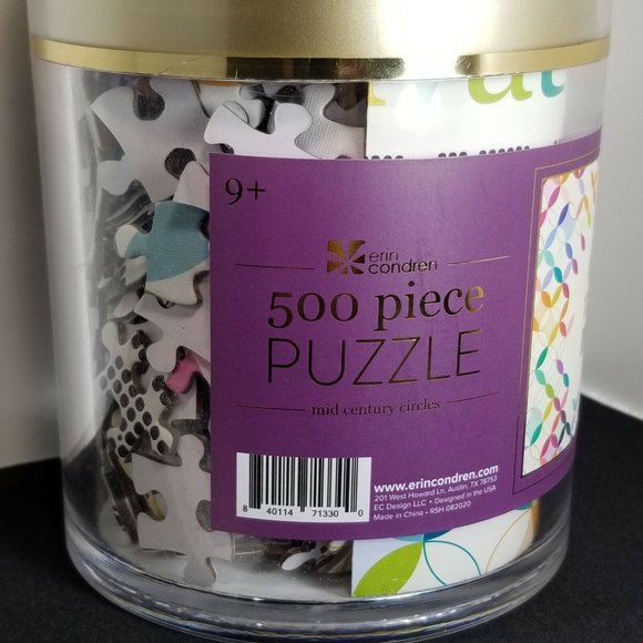 NEW Erin Condren 500 Piece Puzzle - Colorful Mid Century Circles Design - Picture 3 of 4